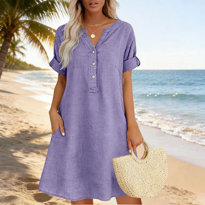 Casual tuniek met V-hals en zakken voor dames