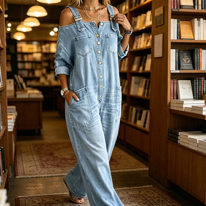 Wijde jumpsuit met wijde pijpen en zakken