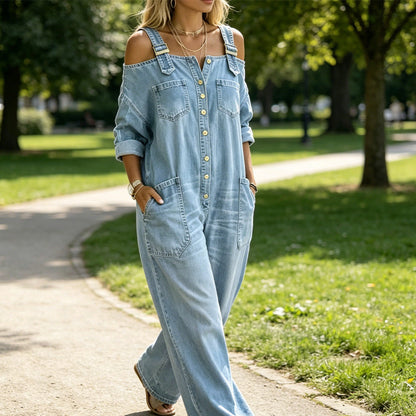 Wijde jumpsuit met wijde pijpen en zakken