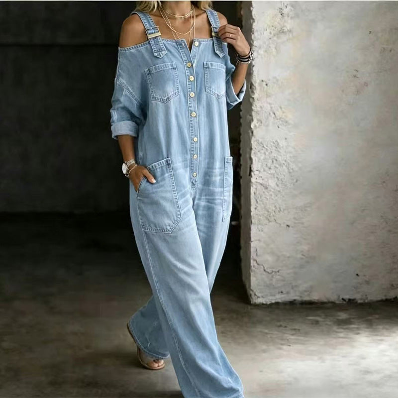 Wijde jumpsuit met wijde pijpen en zakken