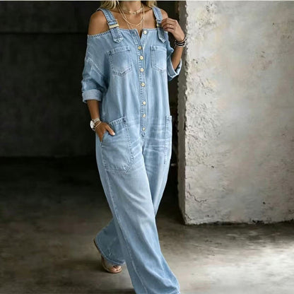 Wijde jumpsuit met wijde pijpen en zakken
