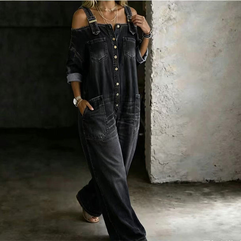 Wijde jumpsuit met wijde pijpen en zakken