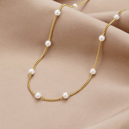 Tijdloze gouden ketting met pareloog