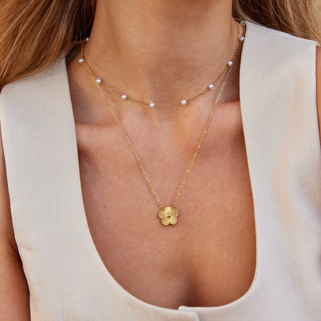 Tijdloze gouden ketting met pareloog