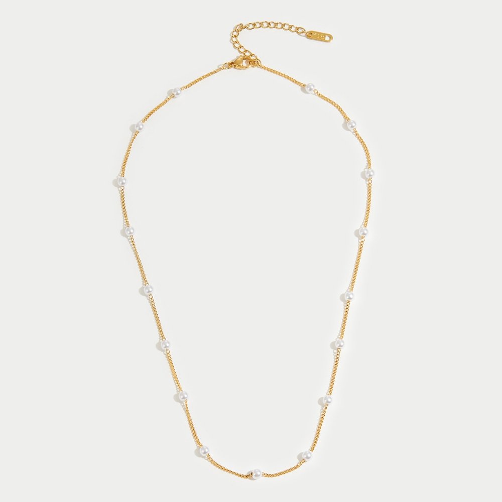 Tijdloze gouden ketting met pareloog