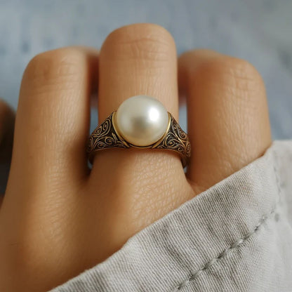 Tijdloze vintage gouden ring met parel