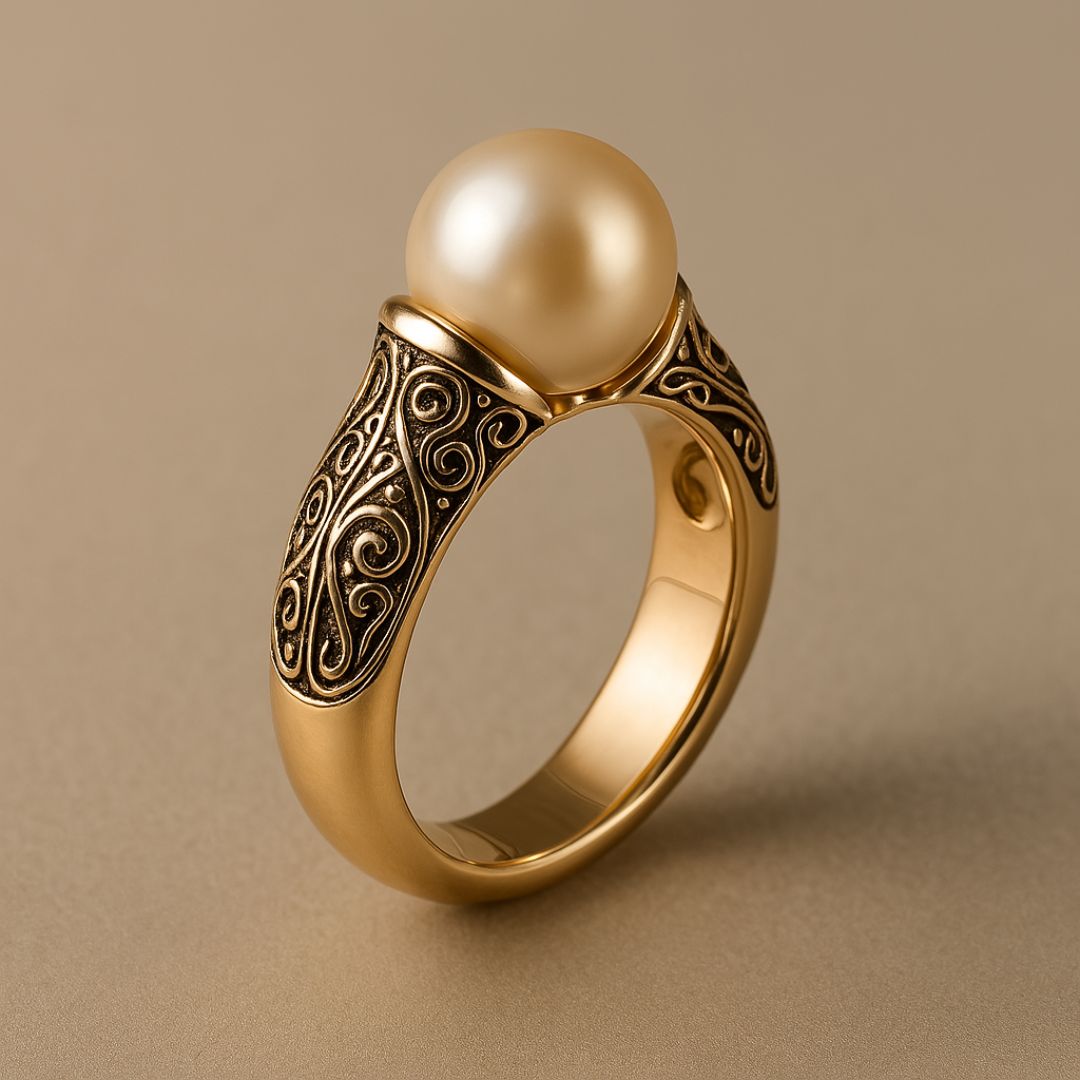 Tijdloze vintage gouden ring met parel